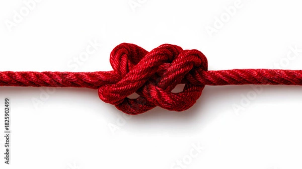 Fototapeta Red Rope Knot on White Background