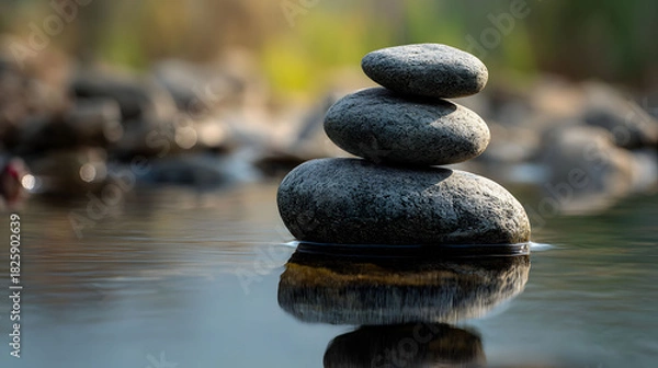 Fototapeta Balanced Zen Stones in Water