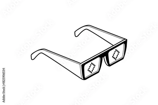 Fototapeta 3d, Pixel black glasses on white background