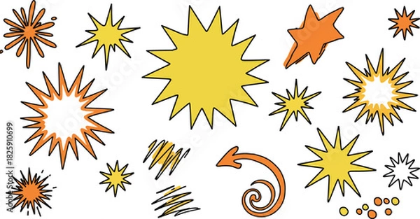 Fototapeta Vibrant comic style starburst and explosion graphic elements