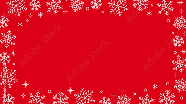 Obraz 雪の結晶　フレーム　背景　赤　ベクター　シンプル