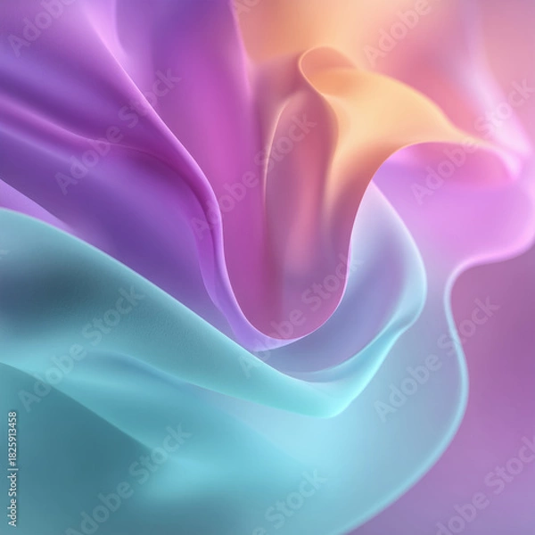 Fototapeta Abstract Silk Fold: Soft Blue and Purple Gradient Mesh