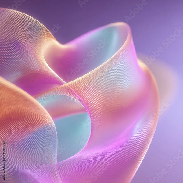 Fototapeta Abstract Neon Ribbon: Flowing Gradient Mesh Structure 3D