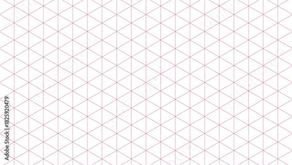 Fototapeta Isometric Grid Pattern Pink Lines on White Background for Design and Technical Drawings