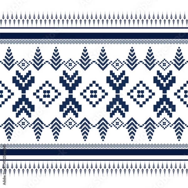 Obraz blue and white geomatric seamlesspattern