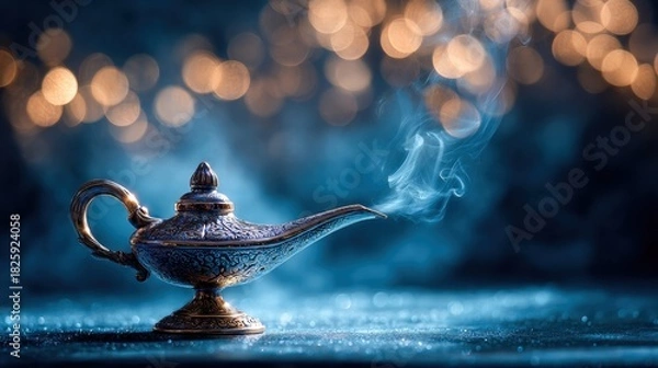 Fototapeta Magical Genie Lamp with Smoke