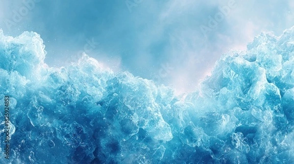 Fototapeta Abstract view of ice formations with a bright sky background