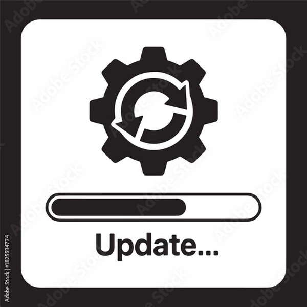 Obraz System Update Icon – Gear with Progress Bar for Software, Apps, Websites & Tech Interfaces