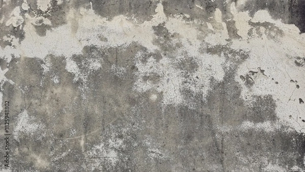 Obraz Weathered grey cement surface with visible cracks, dirt stains, and peeling paint. The material shows signs of significant wear and age.