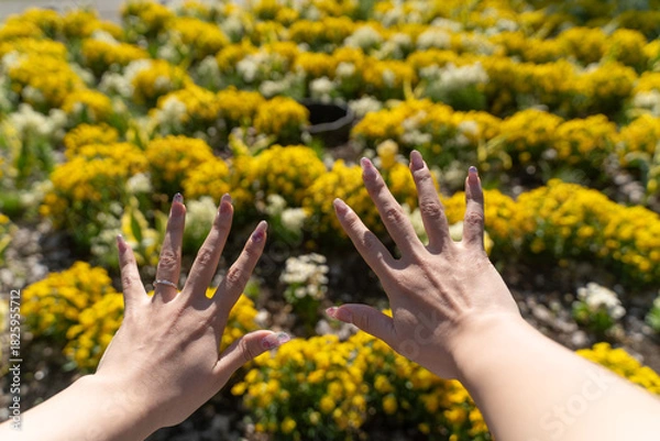 Obraz Hands with Nail Art in Spring Light②