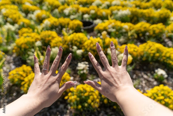 Obraz Hands with Nail Art in Spring Light①