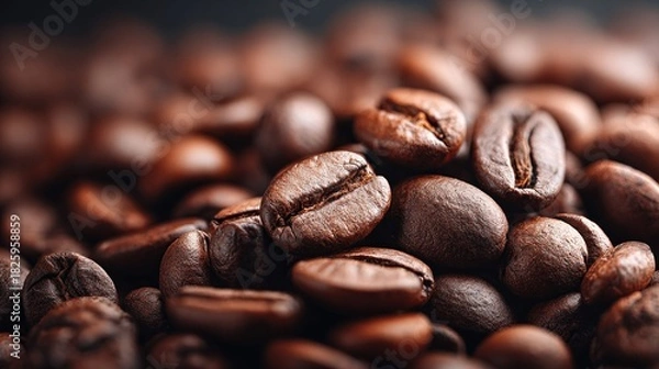 Fototapeta Close-up of roasted coffee beans, perfect for a rich and aromatic morning brew