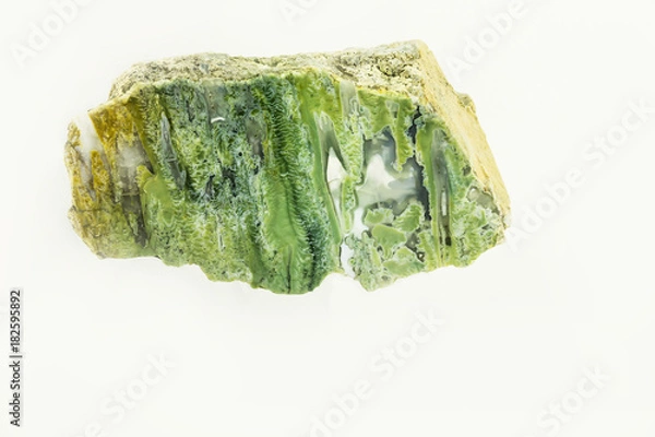 Fototapeta Moss agate - white isolated background