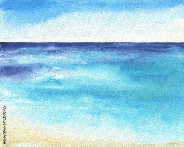 Obraz Ocean watercolor hand painting illustration.