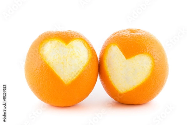 Obraz Two orange heart isolated on white