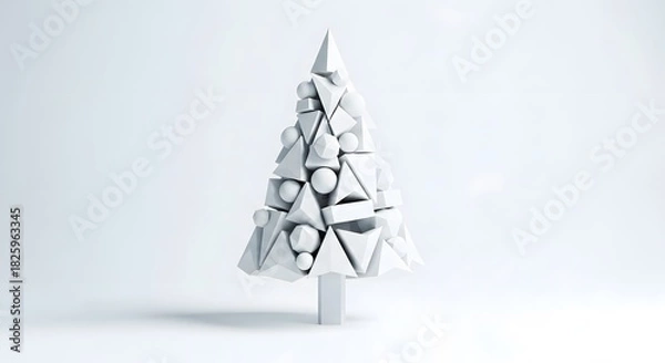 Obraz Abstract Geometric Christmas Tree Modern Holiday Decoration on White Background