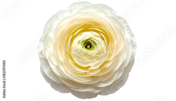 Fototapeta Close-up of a perfectly formed, white flower with layers of delicate petals