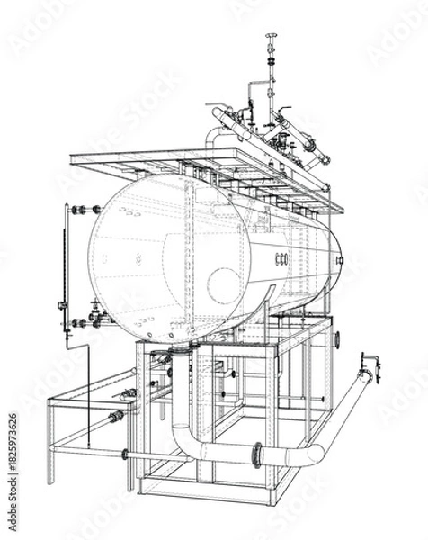 Obraz Industrial Tank Blueprint. Vector