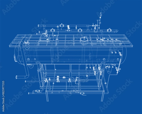 Obraz Industrial Equipment Blueprint. Vector