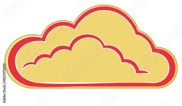 Fototapeta Stylized Eastern Asian Cloud Shape Border Element with Red and Gold Outline