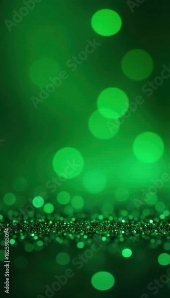 Fototapeta Emerald green glitter bokeh, festive sparkle backdrop, cosmic, dazzling, glitter