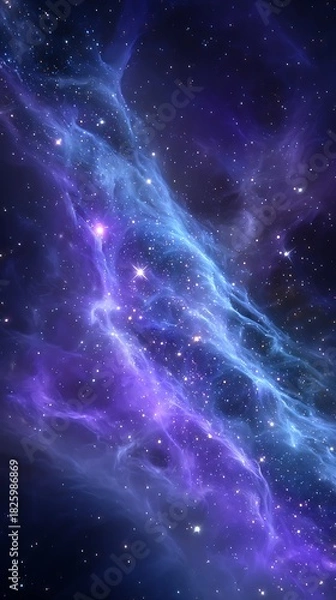 Obraz Vast Space Nebula with Bright Stars in Deep Blue and Purple Hues