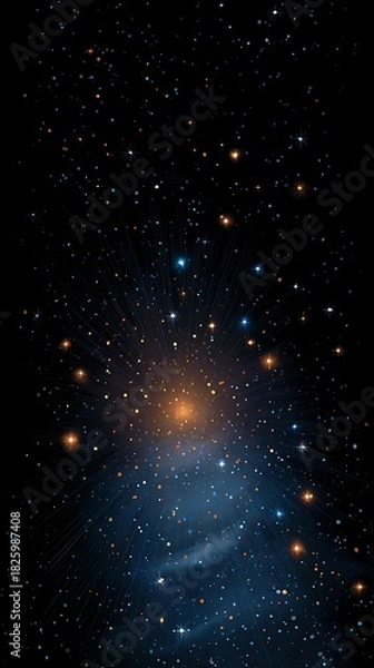 Obraz Bright Galaxy with Star Clusters and Cosmic Dust in Deep Space