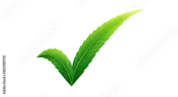 Fototapeta Green leaf checkmark symbol representing eco friendly quality, natural health, and approval isolated PNG with Transparent Background