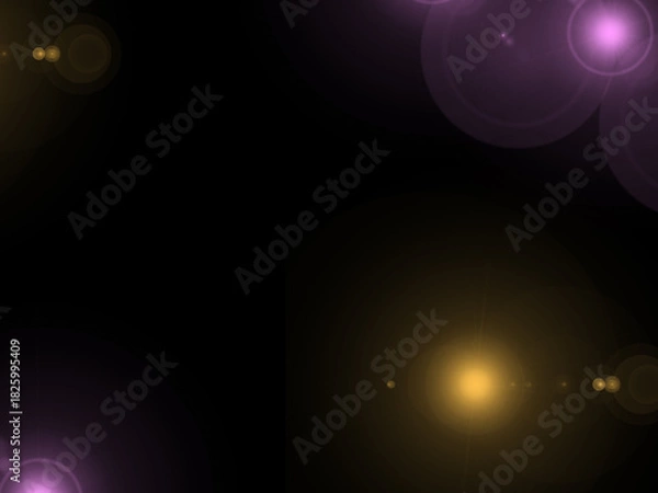 Fototapeta Black background with a purple and yellow circle in the middle