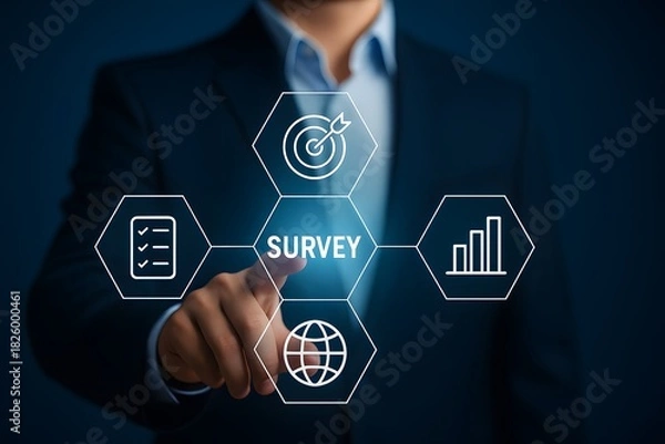 Obraz Digital survey interface concept for feedback analytics satisfaction and global reach