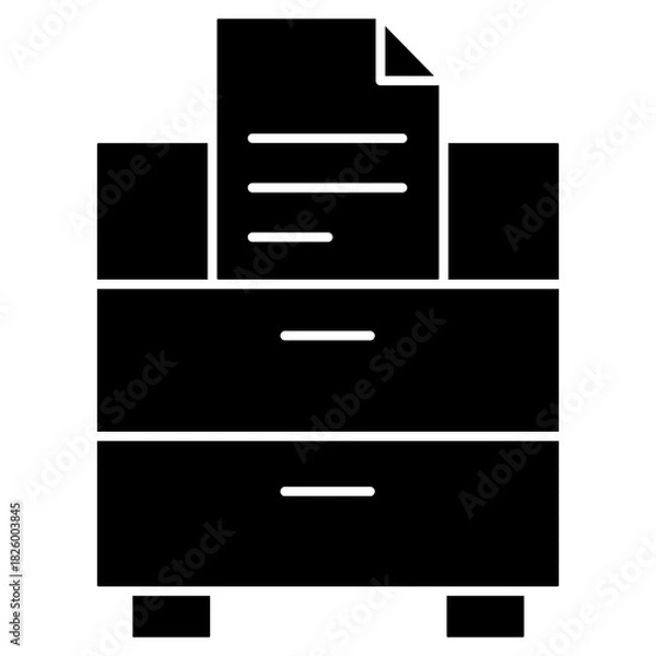 Fototapeta File Cabinet icon, Document File Cabinet, Office Storage Unit, Filing Drawer, Record Organizer