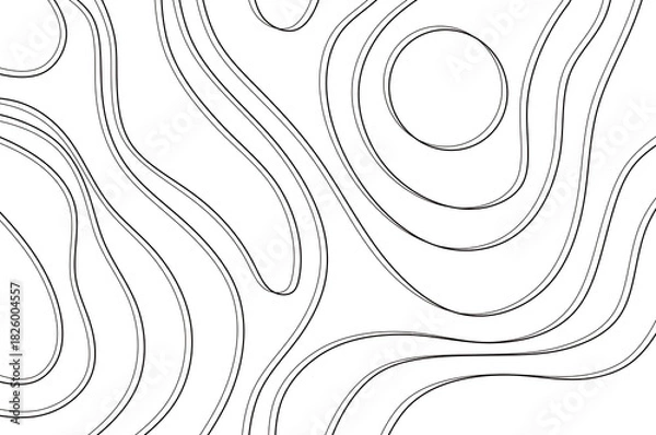 Obraz Abstract contour topographic pattern with smooth, raised lines. Minimalistic background design for project designs. Illustration with wavy lines on a transparent background PNG.