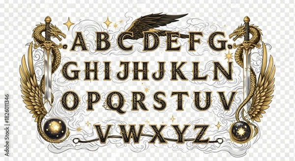 Obraz Alphabet with ornate fantasy elements