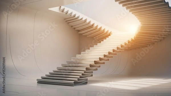 Fototapeta Clear Cube Containing Floating Letters, Displayed in a Minimalist Room with Light Streaks