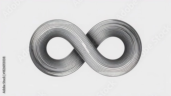 Fototapeta Black and White Infinity Symbol Design: Continuous Line Graphic Representation of Endless Possibilities.