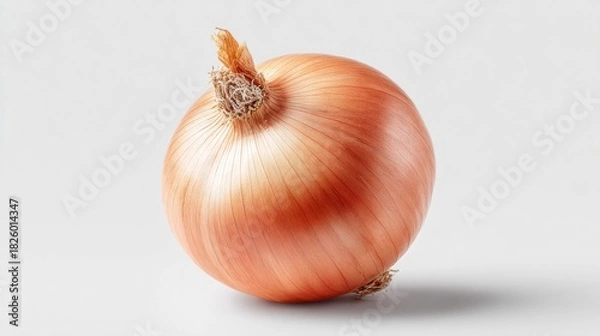 Fototapeta Fresh, whole yellow onion isolated on a clean white background for culinary use