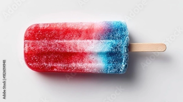 Fototapeta Red, white, and blue popsicle on a white background, perfect for summer