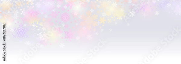 Obraz 暖かい色合いの幻想的な冬の背景イラスト　雪の結晶のイルミネーション