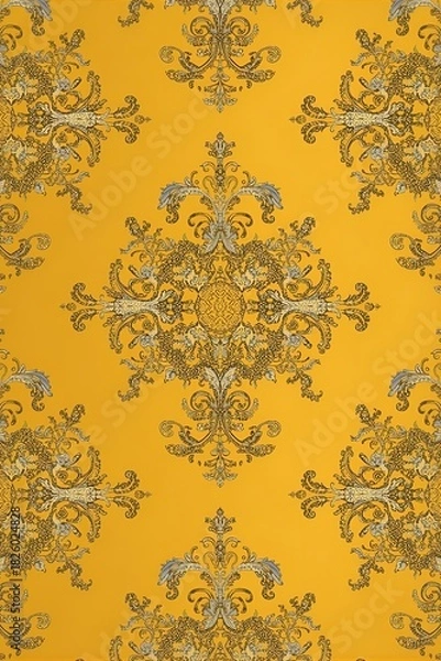 Obraz Bold Yellow and Gold Opulent Damask Pattern Texture
