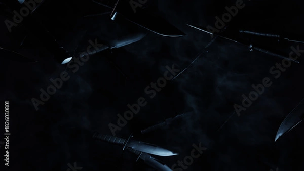 Obraz Knife Flies In The Darkness