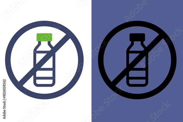 Fototapeta No Plastic Bottle Icon for Anti Pollution and Waste Reduction