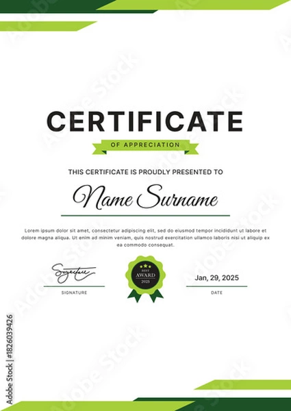 Obraz Certificate Template Design
