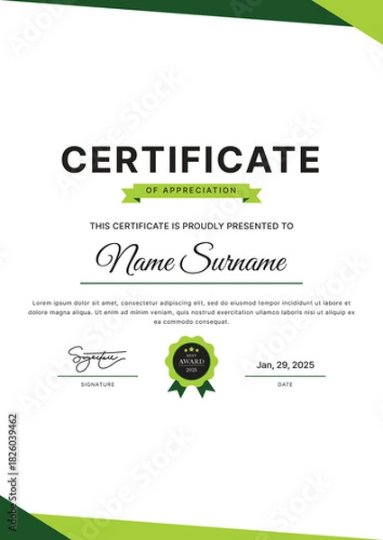 Obraz Certificate Template Design