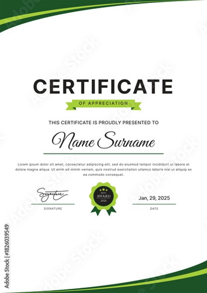 Obraz Certificate Template Design