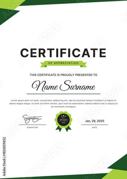 Obraz Certificate Template Design