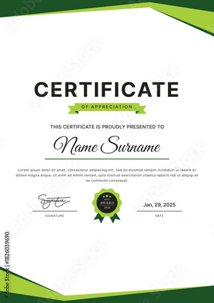 Obraz Certificate Template Design