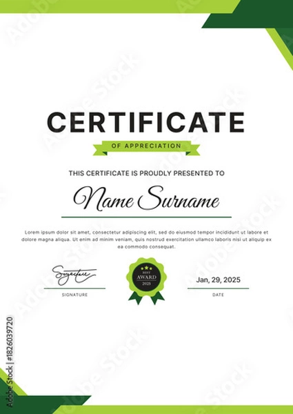 Obraz Certificate Template Design