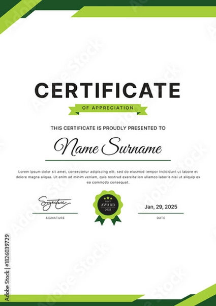 Obraz Certificate Template Design