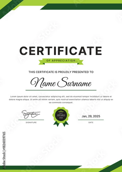 Obraz Certificate Template Design