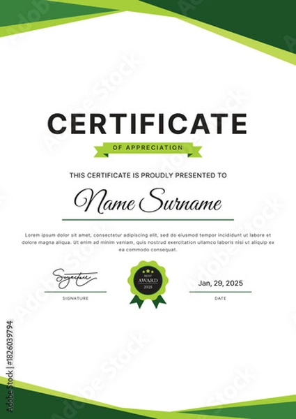 Obraz Certificate Template Design